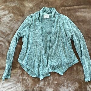 Danskin Now Girls Teal Marled Open Front Cardigan Size S 6/ 6X